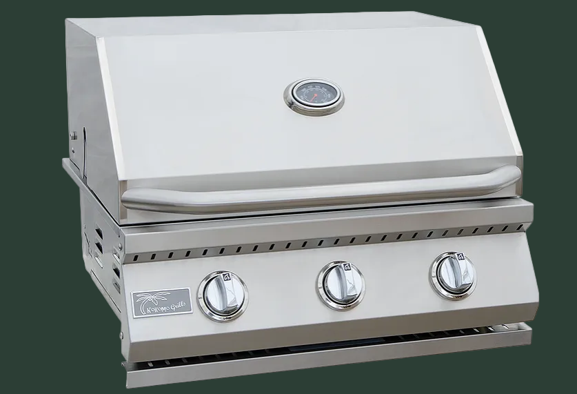 KoKoMo 26” BBQ Grill with 3-Burner Stainless Steel Cart – Freestanding