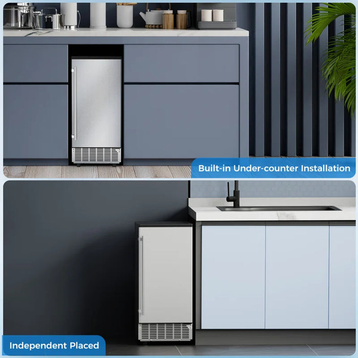 R.W.FLAME 80 Lb. Daily Production Clear Cube Ice Under-Counter/Freestanding Ice Maker for Commercial Use & Home Use