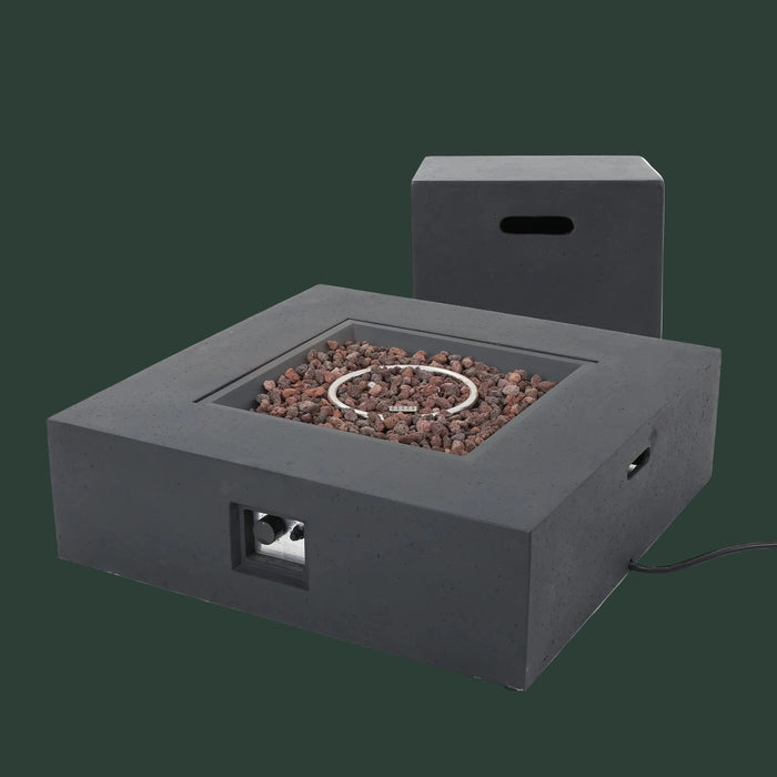 Outdoor 50000 BTU Propane Fire Pit, Dark Grey, with Tank Holder