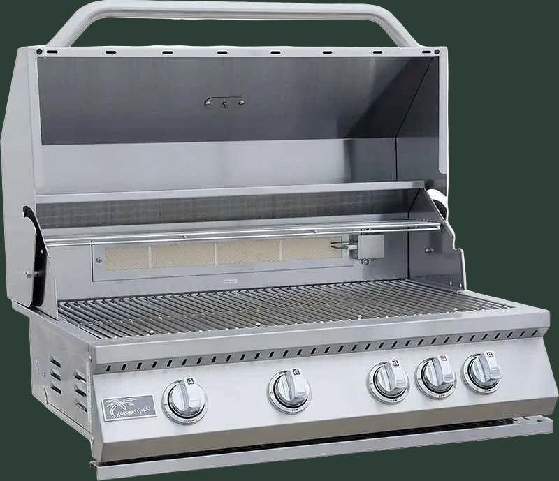 KoKoMo 7' Outdoor Kitchen Island with Grill – Built-In 32” Grill + Fridge