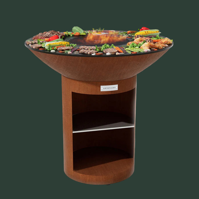 Arteflame Classic 40″ — Storage Base Flat-Top Grill & Fire Bowl (CORTEN Steel)