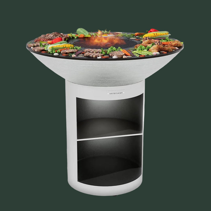 Arteflame 40″ Platinum Series — Stainless Fire Bowl Flat-Top Grill with Storage Base