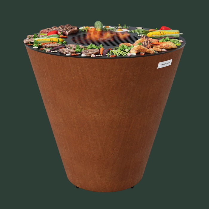 Arteflame One Series 40″ — XXL Flat-Top Charcoal Grill & Fire Bowl (Single-Piece CORTEN Body)