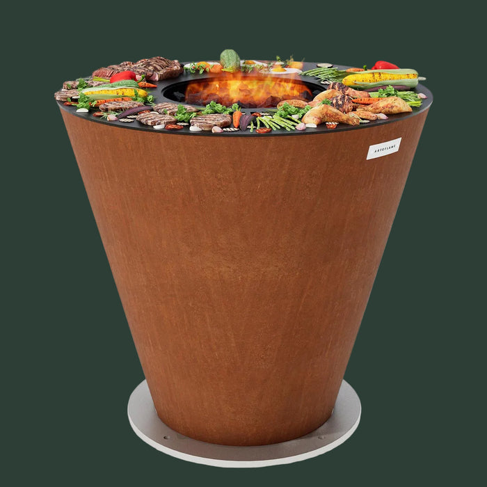 Arteflame Park Series — One-Piece CORTEN Steel Park Grill (30″ / 40″) with Half Griddle + Half Grill
