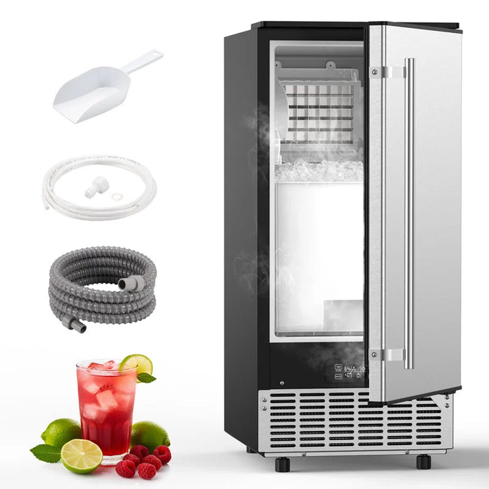 R.W.FLAME 80 Lb. Daily Production Clear Cube Ice Under-Counter/Freestanding Ice Maker for Commercial Use & Home Use
