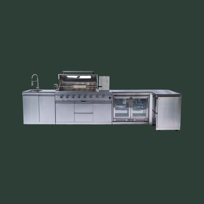 Castelle Flame Montclair 62-Inch 6-Burner Gas Outdoor Liquid Propane Grill Island With Wine Cooler And Rotisserie (SAK31642)