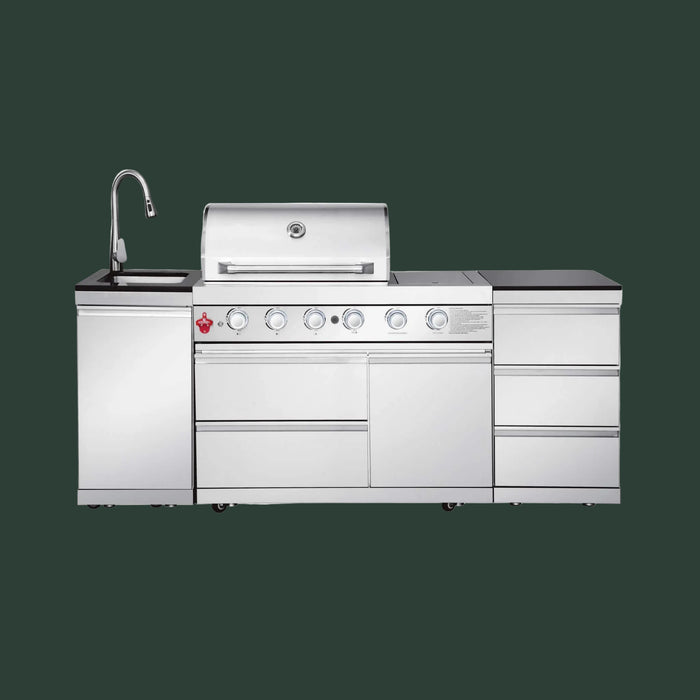 Castelle Flame Deluxe 4-Burner 72000 BTU Stainless Steel Liquid Propane Grill Island (SAK31425)