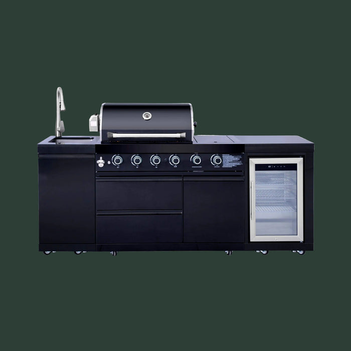Castelle Flame Monarch 4-Burner 72000 BTU Liquid Propane Grill Island With Fridge And Sink (SAK68127)