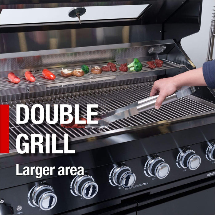 Castelle Flame Premium Black Stainless Steel 4-Burner Liquid Propane Kitchen Grill Island With Rotisserie Kit (SAK48157)