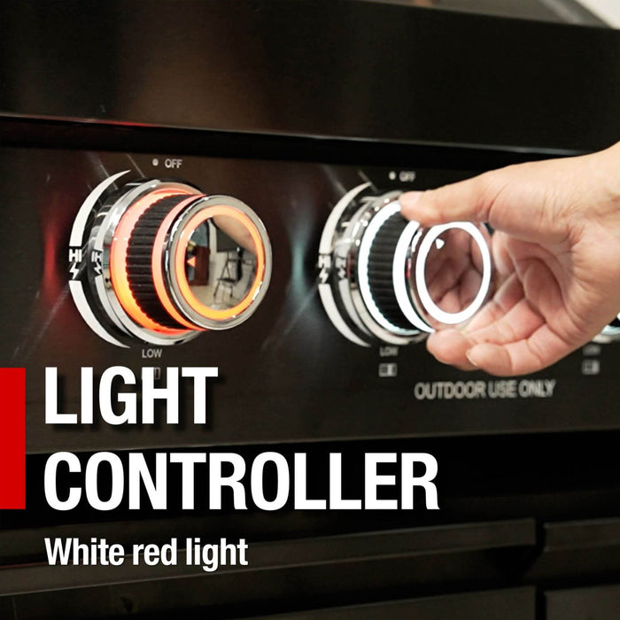 Castelle Flame Premium Black Stainless Steel 6-Burner Liquid Propane Kitchen Grill Island With Rotisserie Kit (SAK82641)