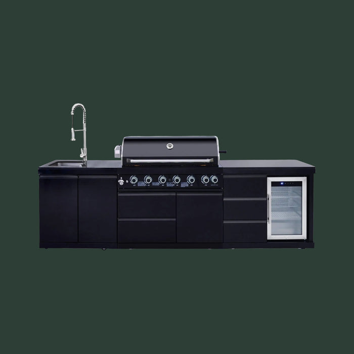 Castelle Flame Summit 6-Burner 85000 BTU Liquid Propane Grill Island With Sink And Fridge (SAK59238)