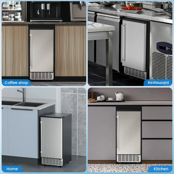 R.W.FLAME 80 Lb. Daily Production Clear Cube Ice Under-Counter/Freestanding Ice Maker for Commercial Use & Home Use