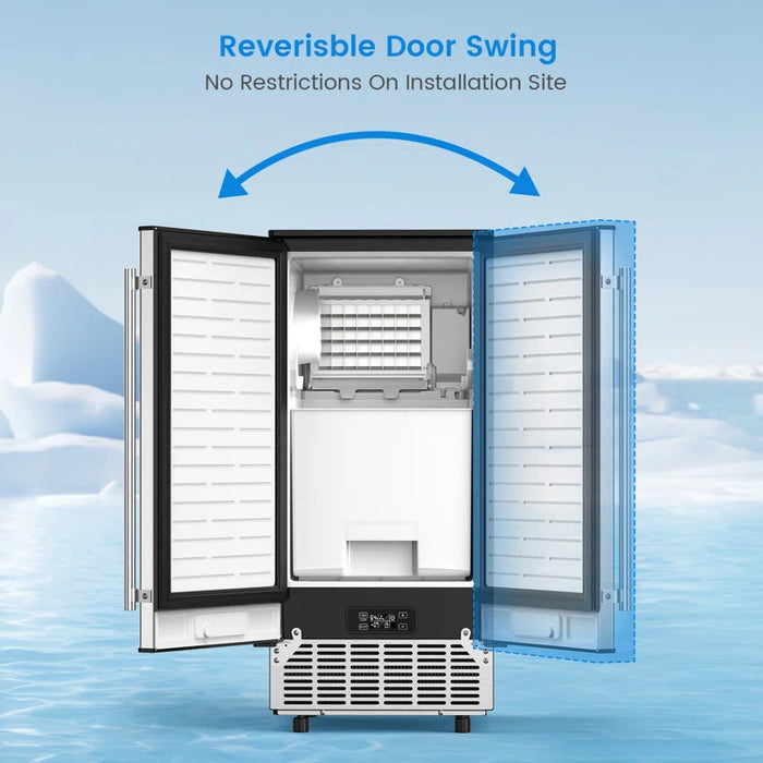 R.W.FLAME 80 Lb. Daily Production Clear Cube Ice Under-Counter/Freestanding Ice Maker for Commercial Use & Home Use