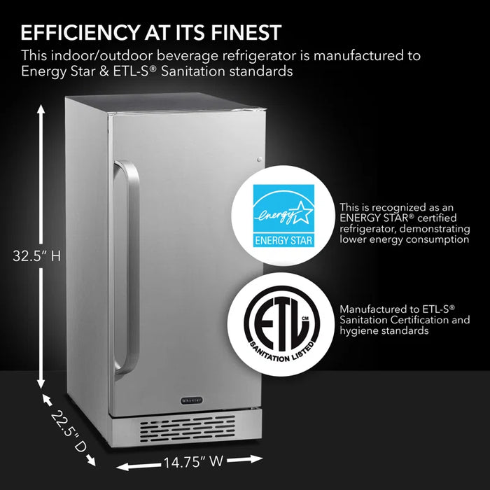 3.0 Cu.Ft. Indoor Outdoor Beverage Refrigerator Stainless Steel