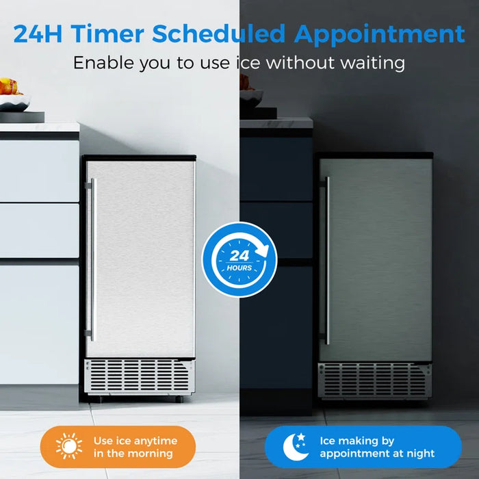 R.W.FLAME 80 Lb. Daily Production Clear Cube Ice Under-Counter/Freestanding Ice Maker for Commercial Use & Home Use